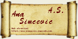 Ana Simčević vizit kartica
